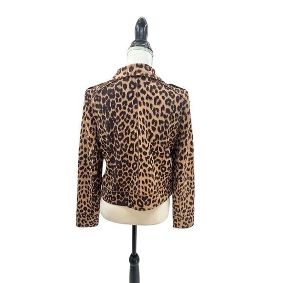 Azi Leopard Print Moto Jacket with Silver Hardware - Picture 2 of 16